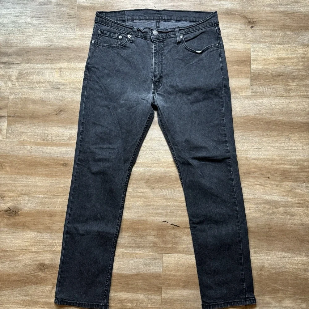 Levis Jeans Men 36x30 Black Slim Straight Leg Washout‎ Grunge Skater Fits 34x29